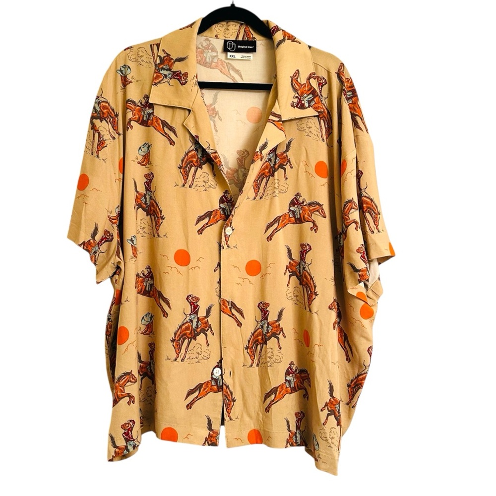 Cowboy Button Down Collared Shirt Soft XXL